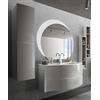 Arredobagnoecucine Mobile bagno sospeso Vague bianco, cm 104, con lavabo in vetro e colonna