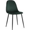 Mevsim Store Sedia da pranzo verde - 100% velluto - Lussuoso rivestimento in velluto - - Design elegante - Confortevole sedia da salotto - Sedia da cucina in acciaio inox