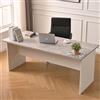 Shally Dogan Scrivania da Ufficio in Legno per Computer, Tavolo Desk Porta PC Studio, Lavoro, Cameretta, Postazione Home Office Moderno, Resistente Urti Graffi, 180 x 80 x 74 cm (Cemento e Bianco)