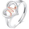 INFUSEU Anello Iniziali, Argento Sterling 925 Cuore M Lettera Anelli Aperti Cuore Forma Nome Iniziale Alfabeto Dalla A-z Gioielli Personalizzati Regolabili Alfabetici Regali per Donne Ragazze