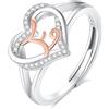 INFUSEU Anello Iniziali, Argento Sterling 925 Cuore E Lettera Anelli Aperti Cuore Forma Nome Iniziale Alfabeto Dalla A-z Gioielli Personalizzati Regolabili Alfabetici Regali per Donne Ragazze