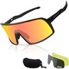 FOCUHUNTER Occhiali Sportivi per Uomini e Donne, Occhiali da Ciclismo per Baseball, Corsa, Ciclismo - 3 Lenti