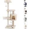 Beltom® TIRAGRAFFI PER GATTO ALTO 112 CM PARCO GIOCO GIOCHI GRAFFIATOIO SISAL CUCCIA ALBERO GATTI TIRA GRAFFI PALESTRA - Beige