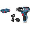 Bosch Professional 06019H3003 GSR 12V-35 FC FlexiClick System Trapano-avvitatore a Batteria 12V System, Include 4 Accessori FlexiClick, Batteria e Caricabatteria non Incluse, in L-BOXX