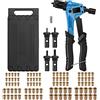 AUTOUTLET Rivettatrice Manuale per Dadi Rivetto 8,con Custodia,Blu | Pinza per Inserti Filettati M3 M4 M5 M6 con 4 Mandrini Intercambiabili e 100 Rivetti Filettati,per Riparazione Auto,Fai da te