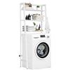 MallKing Mensola portaoggetti per bagno, 3 Livelli Sopra Scaffale per lavatrice, organizzatore di spazio per il bagno, autoportante sopra la toilette con porta carta igienica e ganci (bianco)