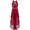 Freebily Vestito Lungo Bambina Principessa Elegante Vestiti Cerimonia con Perline Abito da Sera Festa Fiore Abito Damigella d'Onore Sposa Comunione Nozze Natale Nuziale Borgogna 13-14 Anni