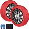 SWAWIS Calze da Neve Omologate EN 16662-1 Catene da Neve in Tessuto Calze Neve Taglia L per R14 - R20 Calze da Neve Calze Neve Auto Universali, 1 Coppia Rosso