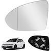 LURICO Vetro di ricambio per specchietto retrovisore Golf 7 MK7/7.5/GTI, lato sinistro del conducente, riscaldabile, lente di retromarcia, specchio con piastra di supporto