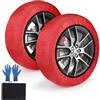 SWAWIS Calze Neve Omologate EN 16662-1 Catene da Neve in Tessuto, Taglia M per R13 - R18, Universali, 1 Coppia Rosso