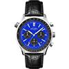 Rotary Orologio da uomo cronografo, display analogico con quadrante blu e cinturino in pelle nera GS00165/05