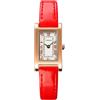 TONSHEN Orologi da Polso da Donna e Ragazza Analogico Quarzo Quadrante Rettangolare Acciaio Inossidabile Cassa e Pelle Cinturino Casual Elegante Orologio (Rosso)