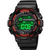 TONSHEN Uomo e Donna Digitale Sportivo Plastica Orologi da Polso 50M Impermeabile Multifunzione LED Elettronico Doppio Tempo 12H/24H Orologio e Gomma Cinturino (Rosso)