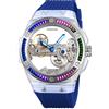 TONSHEN Uomo e Donna Fashion Analogico Quarzo Automatico Macchinario Orologio Acciaio Inossidabile e Gomma Impermeabile Orologi da Polso (Blu)