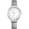 Silverora Orologi da donna elastici grande quadrante: trasparenti analogici al quarzo, facili da leggere, con cinturino in acciaio inox, ideali come regalo per donne anziane, argento, Bracciale