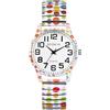 Lancardo Orologio da donna con cinturino elasticizzato: Boemia, analogico, al quarzo, con numeri grandi, quadrante bianco, facile da leggere, per compleanno, San Valentino, Natale, Pois chiari,