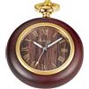 Tiong Orologio da tasca in legno con catena da 37 cm Orologi fatti a mano con quadrante digitale romano orologio da tasca in legno al quarzo per uomo