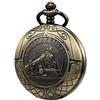 TREEWETO Orologio da tasca da uomo antico scheletro meccanico in bronzo 3D treno a vapore ferrovia numeri rumani regali per gli amanti del treno, bronzo, Antico