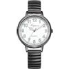 Silverora Orologi da donna elastici grande quadrante: trasparenti analogici al quarzo, facili da leggere, con cinturino in acciaio inox, ideali come regalo per donne anziane, Nero , Bracciale