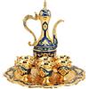 Tiiyee Caffettiera Turca Vintage con 6 Tazze da Caffè, Teiera Marocchina, Teiera Turca, Set Turco Metallo Artigianali Turche Caffettiere Vassoio Artigianale Regalo Nozze Decorazioni Artistico Artigianato