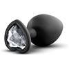 Temptasia S - plug anale cuore con pietra, nero, piccolo
