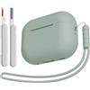 KOKOKA Custodia Case Compatibile con AirPods Pro 2/1 2023/2022/2019 con Kit di Pulizia e Cordino in Silicone, Case Cover Protettiva Premium in Silicone per AirPods Pro 2a/1a Generazione, Cloud Grey