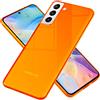 NALIA Chiaro Cover Neon compatibile con Samsung Galaxy S21 FE Custodia, Trasparente Colorato Silicone Copertura Traslucido Case Resistente, Protettiva Antiurto Sottile Bumper Guscio, Colore:Arancione