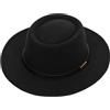 CXQRR Cappello Fedora in feltro piatto da uomo con fascia larga di maiale-torta di maiale con cintura fibbia, nero, Medium