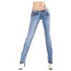 Noir Triple xxx Pantaloni skinny da donna a vita bassa, taglie 40-48, Azzurro, 44