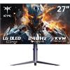 KTC Gaming Monitor 27 Pollici, Monitor OLED 240hz, QHD(2560 * 1440) 2K, 0.03ms GtG, DCI-P3 100% Altoparlante Type-C 65W FreeSync & G-Sync, 2xHDMI 2.0 & DP 1.4, VESA, regolabile in altezza Pivot, G27P6