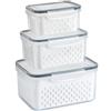 Lizbin 3 contenitori per frutta per frigorifero con scolapasta rimovibile, contenitori per alimenti a prova di perdite, contenitori ermetici per alimenti, contenitori per alimenti con coperchi