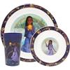 Disney Polar Gear - Set di piatti e ciotole con tazza per bambini, 3 pezzi, con Asha e Wish Star