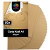 OfficeTree 50x Carta Kraft A4 300g - Cartoncino Marrone - Craft Cartoncino 300 Grammi per il Crafting, il Taglio e la Stampa - Fogli Marroni - Carta Paglia A4