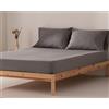 GAMUSI Lenzuolo sotto per letto 100 x 200 x 30 cm, 100% cotone, traspirante, regolabile, colore grigio scuro