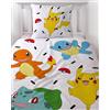 Character World Biancheria da letto 135 x 200 cm, flanella di flanella, Pokemon Pikachu, morbida per l'inverno, 1 federa 80 x 80 + copripiumino 135 x 200, 100% cotone, biancheria da letto per bambini da gioco