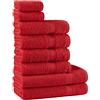Tuiste Set Asciugamani Bagno Rosso, Hotel, Cotone, 2 Telo Doccia 70x140cm + 4 Asciugamani 50x90cm + 2 Asciugamani Ospiti 30x50cm, Asciugamani Bagno Viso e Bidet, Morbidi, Assorbenti