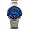 BERING 11739-707 Orologio da uomo al quarzo, orologio da polso con cassa in titanio color argento da 39 mm e quadrante blu, cinturino in titanio con elementi in titanio, 5 ATM