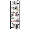 YMYNY Libreria a 5 strati, Libreria, Racchetto di stoccaggio, Mensole, Gancio a S 8 pezzi, Struttura in metallo, Stile minimalista, per Soggiorno, Ufficio, Bagno, Nero HBC055B