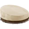 wide smile Copertura per divano da esterno in rattan, rotonda, traspirante, tessuto Oxford, impermeabile, beige, 228 x 216 x 40/83 cm