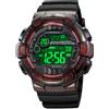 TONSHEN Uomo e Donna Digitale Sportivo Plastica Orologi da Polso 50M Impermeabile Multifunzione LED Elettronico Doppio Tempo 12H/24H Orologio e Gomma Cinturino (Trasparente Rosso)