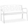 Relaxdays Panca da Giardino, a 2 Posti, Resistente alle Intemperie, Panca in Ghisa e Acciaio, HLP 78x124,5x58 cm, Bianco
