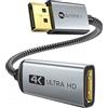 WARRKY Adattatore Display Port a HDMI 4K, (2K 60Hz, 1080P 120Hz) - Nylon Intrecciato, Custo in Alluminio - Convertitore Displayport Maschio to HDMI Femmina per 4K HDTV