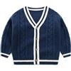 SEVEN BB Ragazzo Bambino Natale Maglione Uniformi Scuola Bimbo Inverno Cardigan a Maglia Cotone Felpa Manica Lunga Sweater per Bambini 2 Anni, Blu Marino