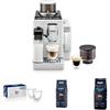 De'Longhi Rivelia Perfetto EXAM440.35.W Macchina da Caffè Automatica,Portachicchi Intercambiabile, Montalatte Manuale + 2 Bicchieri Vetro 270ml + 2 pacchi di caffè da 1kg Arabica e 500g Decaffe