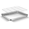 APLKER Teglia da Forno con Griglia di Raffreddamento in Acciaio Inox, Teglie per Pizza Antiaderente Teglia Rettangolare per Pane, Biscotti, Pizza e Torte, 40,5 x 30,5 x 2.5 cm (1+1)