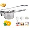 ZNZNANG Schiacciapatate manuale in acciaio inox con 3 dischi di ricambio con diversi fori, perfetto per frutta e verdura (bianco)