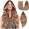 Einbeauty Extension Capelli Veri Biadesivo 20pcs Extension Biadesive 45cm 40g Marrone scuro con marrone castagna con grigiooro Extension Biadesive Capelli Veri Extension Capelli Veri(18inch,2/6/18K#)