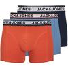 JACK & JONES Jacmarco Solid Trunks 3 Pack Noos Boxer a Pantaloncino, Coronet Blue/Pack: Hot Sauce - Navy Blazer, XXL Uomo