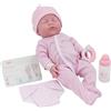 JC Toys - Bambola da 43,2 cm, realistica, lavabile, interamente in vinile, con occhi chiusi, set regalo rosa, blu