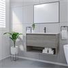 ZIK - Mobile Bagno con Lavabo e Specchio Moderno, Lavandino Bagno con Mobiletto in Legno e Ceramica, Mobile Sospeso con Finiture Eleganti e Cassetto e Vano Salvaspazio (Grigio Rovere 80cm.)